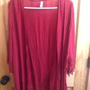 Red Lace Trim Kimono